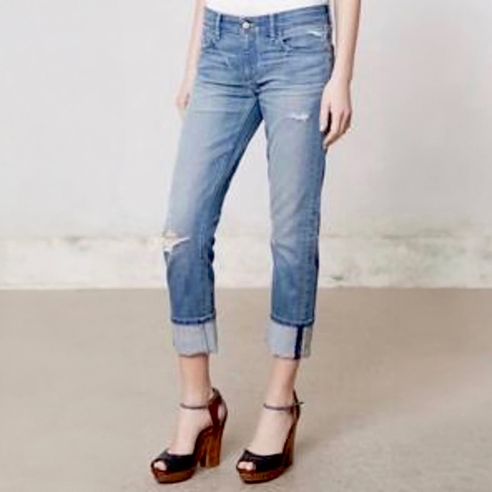 PILCRO Fit/Hyphen Jean 30 Rip Repair Distressed Relax GF Denim Anthropologie
